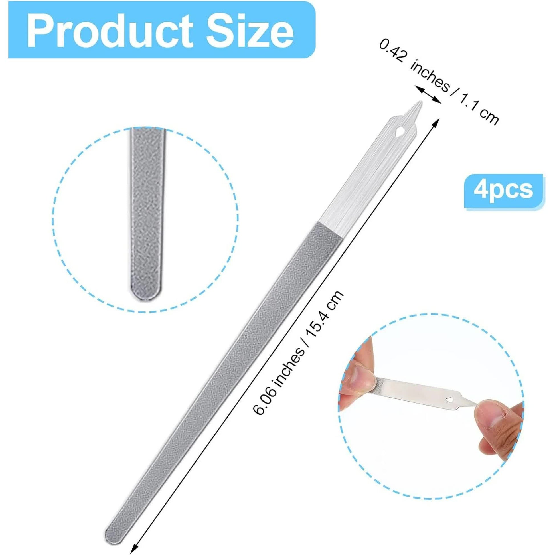 4 Pcs Diamond Deb Nail File Metal Nail File with Sharp Pointed Tip, Stainless Steel Nail Filer Metal Nail Files for Natural Nails Double Sided Manicure Pedicure Toenails Tools for Salon Home (Small) - Image 2