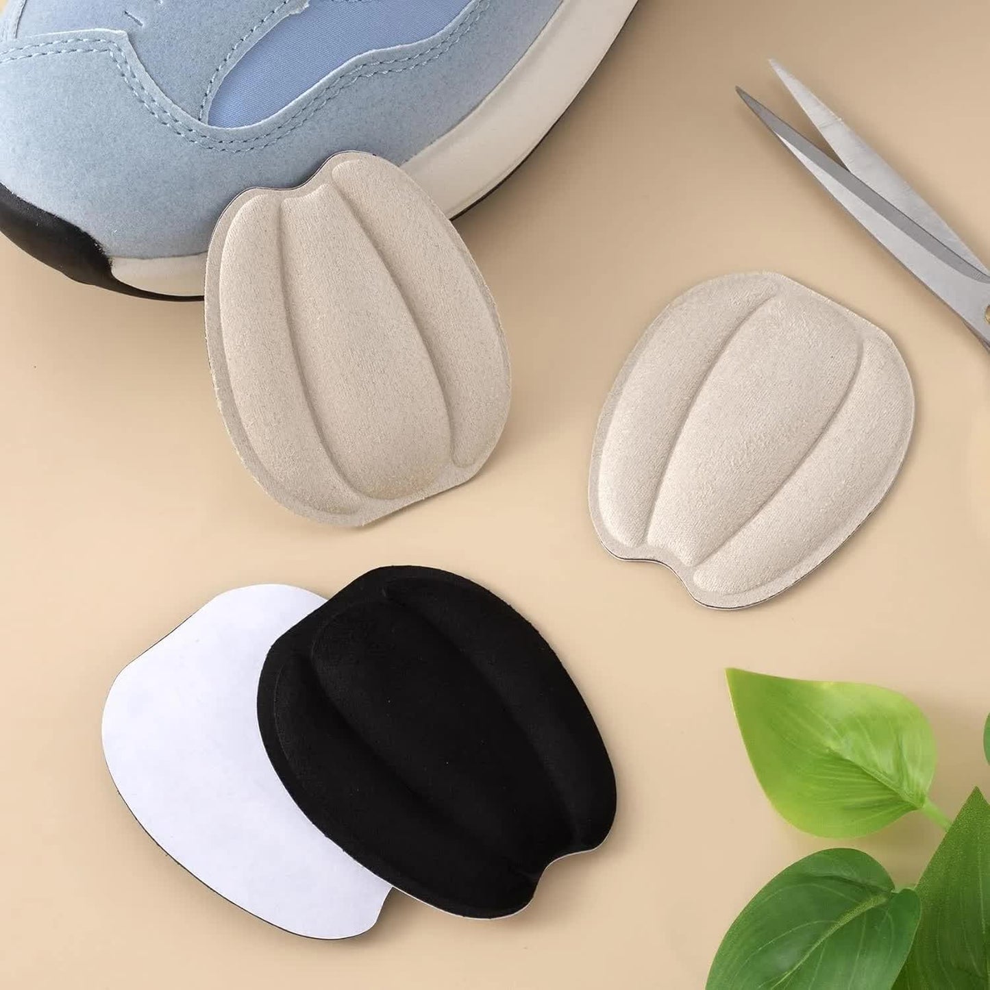 4 Pairs Self Adhesive Tongue Pads for Shoes Too Big, Non Slip Tongue Cushion Insert for Loose Shoe Size Reducer, Shoe Filler Shoe Heel Inserts for Men Women, Size Large (Black+Beige) - Image 3