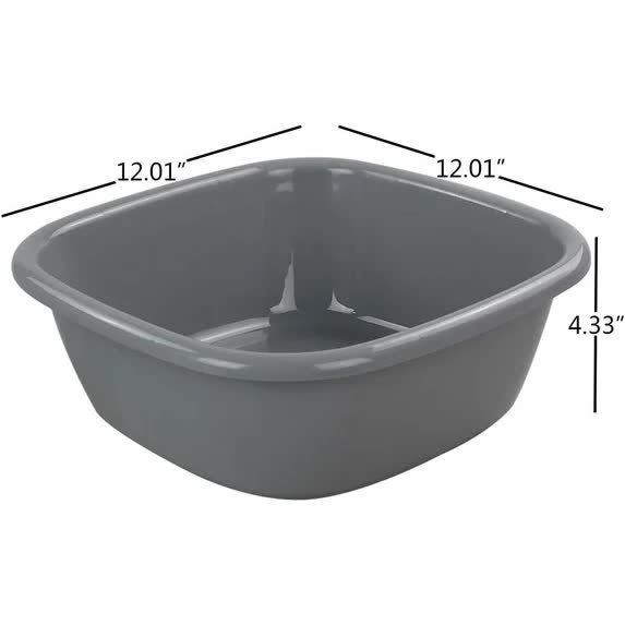 Idotry 4-Pack Baby Small Wash Basin, Gray Plastic Square Dish Pan, 8 Quart - Image 2