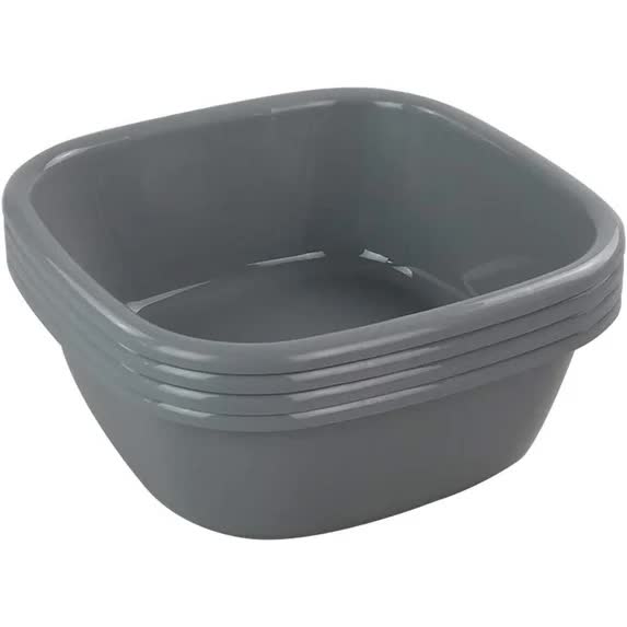 Idotry 4-Pack Baby Small Wash Basin, Gray Plastic Square Dish Pan, 8 Quart - Image 3