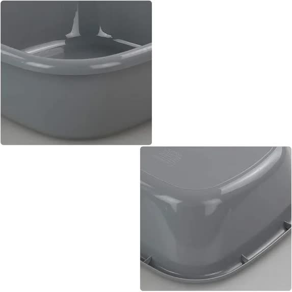 Idotry 4-Pack Baby Small Wash Basin, Gray Plastic Square Dish Pan, 8 Quart - Image 4