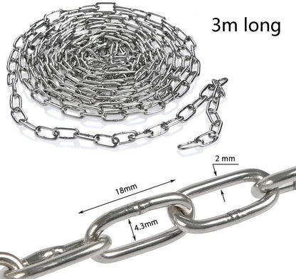 SUS304 Stainless Steel Chain Metal Chain Link Chain Small Light Duty Chain Utility Chain for Home Outdoor Camping Hanging Pet Chain Prevention Theft -Thickness 0.08 inches (2mm)- Length 9.8ft (3m) - Image 2
