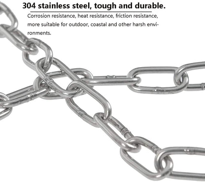 SUS304 Stainless Steel Chain Metal Chain Link Chain Small Light Duty Chain Utility Chain for Home Outdoor Camping Hanging Pet Chain Prevention Theft -Thickness 0.08 inches (2mm)- Length 9.8ft (3m) - Image 4