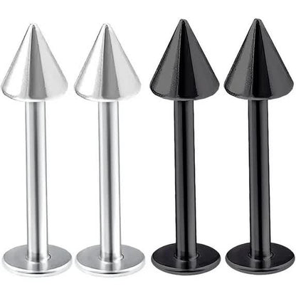 4pcs 16g Labret Stud Lip Ring Cartilage Tragus Snakebite Monroe Triple Forward Helix Conch Medusa Lobe Black Spike Pick Size