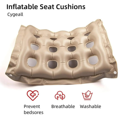 Inflatable Seat Cushions for Pressure Relief, Wheelchair Air Cushion for Bed Sore, Comfortable Waffle Pads，Cream 17x17inch - Image 3