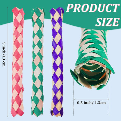 24 Pieces Chinese Finger Trap Bamboo Finger Traps PET Bird Chew Toy Birds Foraging Chopper Toy for Kids Birthday Party Favors Piñata Fillers Goodie Bag Stuffers - Image 2