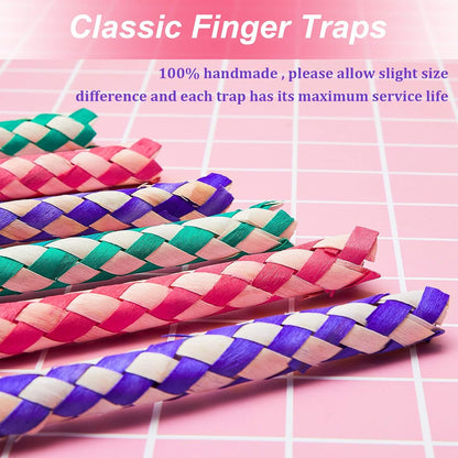 24 Pieces Chinese Finger Trap Bamboo Finger Traps PET Bird Chew Toy Birds Foraging Chopper Toy for Kids Birthday Party Favors Piñata Fillers Goodie Bag Stuffers - Image 4