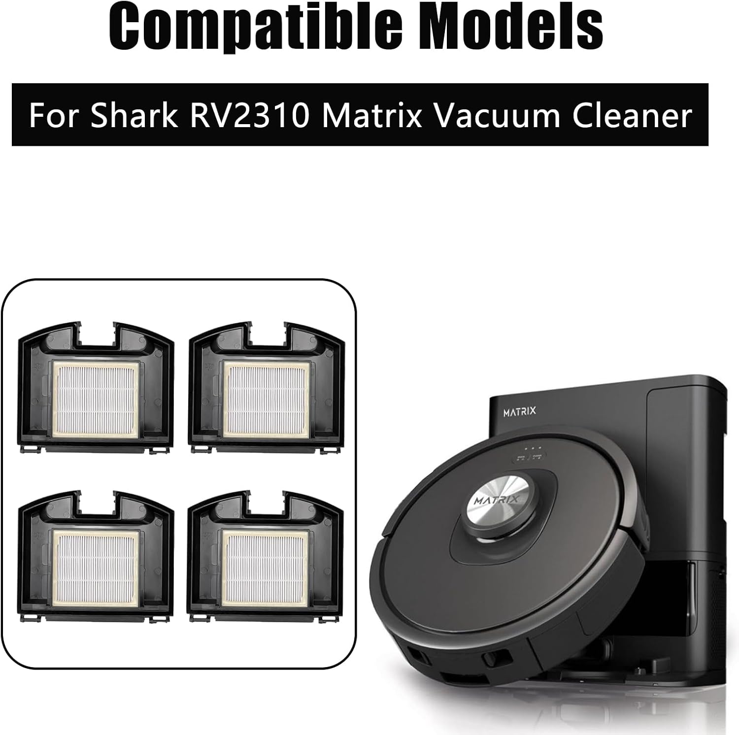 4 Pack HEPA Filters for Shark RV2310 Matrix Robot Vacuum Cleaner, Washable Filter Replacement Accessories - Image 2