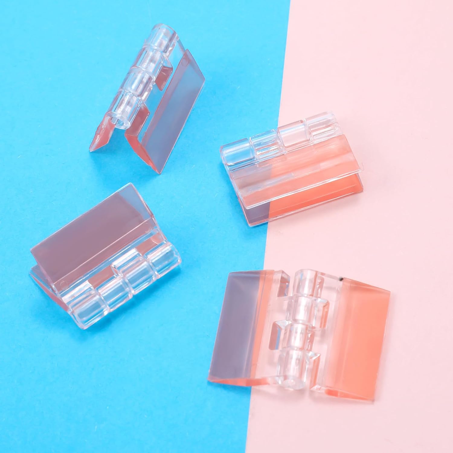 24Pcs Acrylic Small Hinges, 1.4x1 inch Clear Self-Adhesive Hinges, Folding Hinge Tool for Cabinet Drawer Furniture Display Stand DIY Crafts (35x25 mm) - Image 4