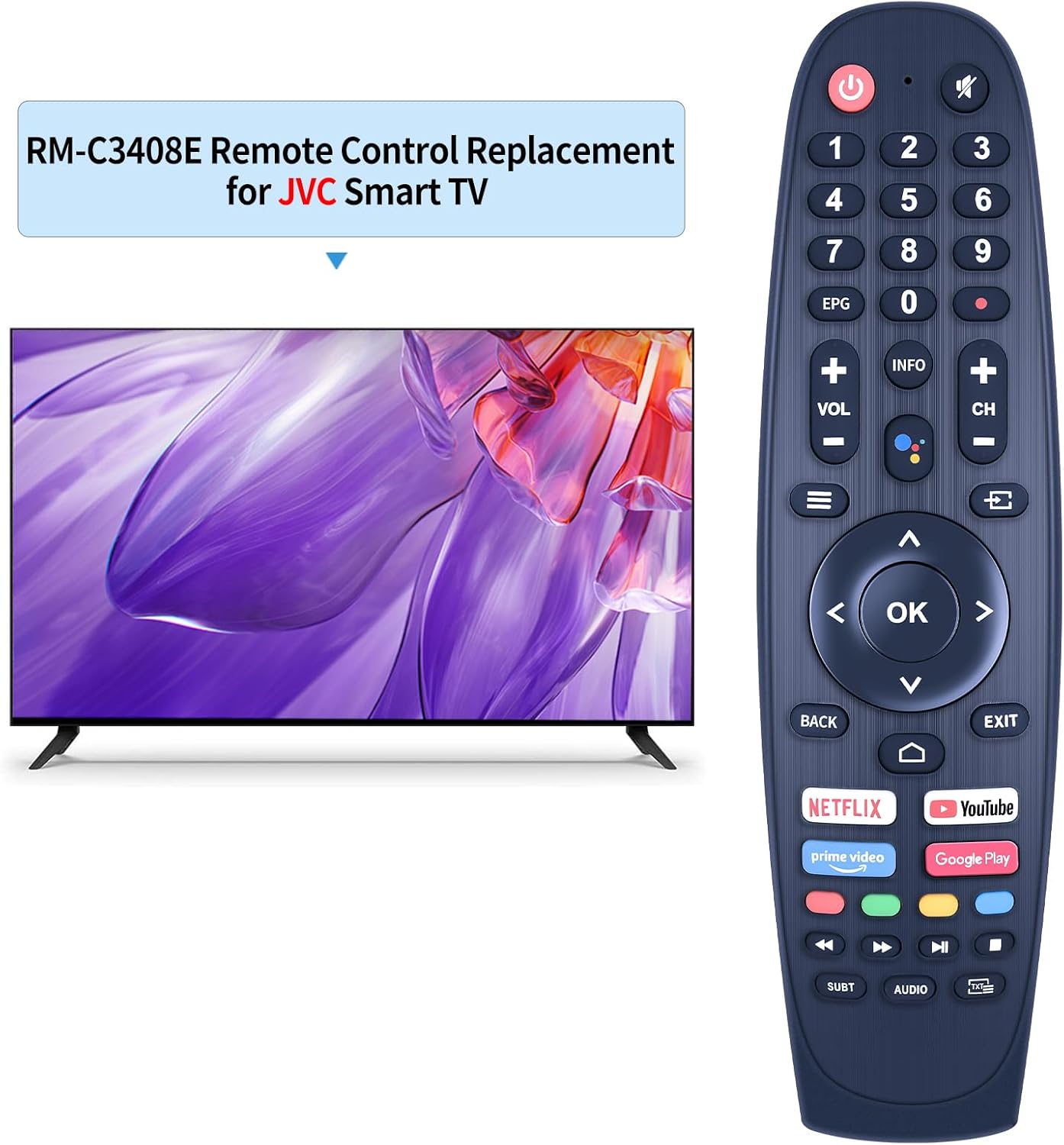 EC32V2HA EC40V2FA Replacement Remote for SANSUI, BLAUPUNKT, Caixun, ARRQW TVs - No Voice Function - Image 2