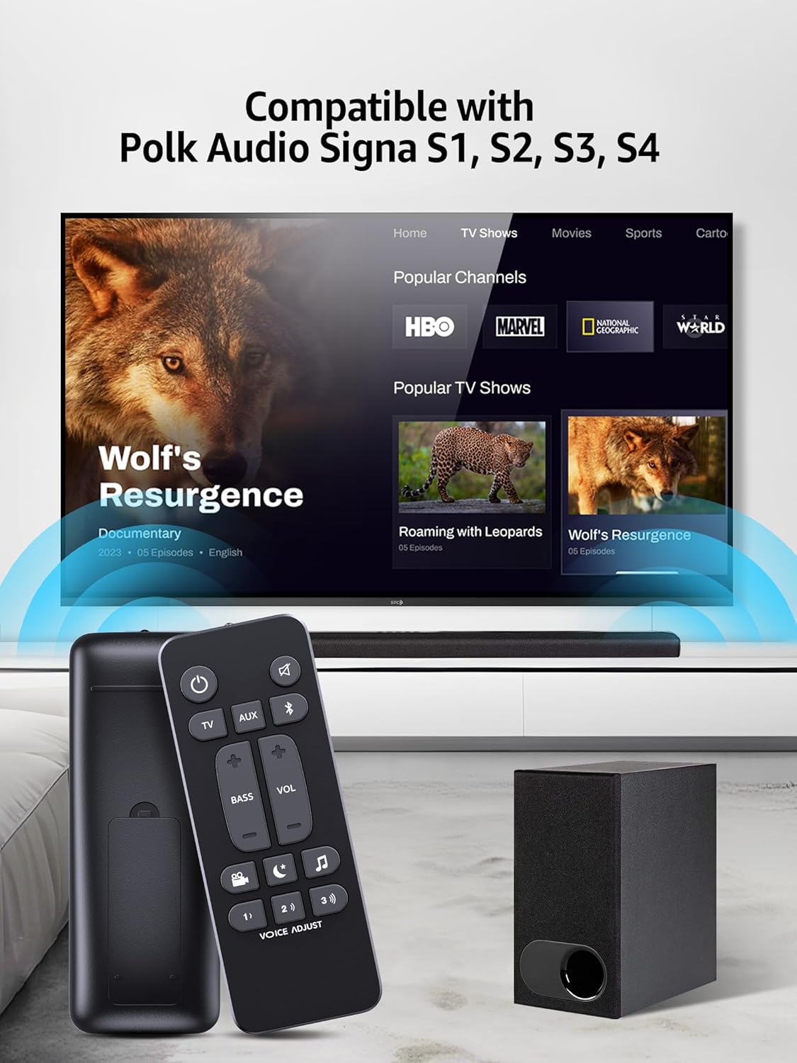 Universal Soundbar Remote Control Replacement for Polk Audio Signa S1, S2, S3, S4 Ultra-Slim Sound Bar, RE6214-1 RE62141 - Image 2