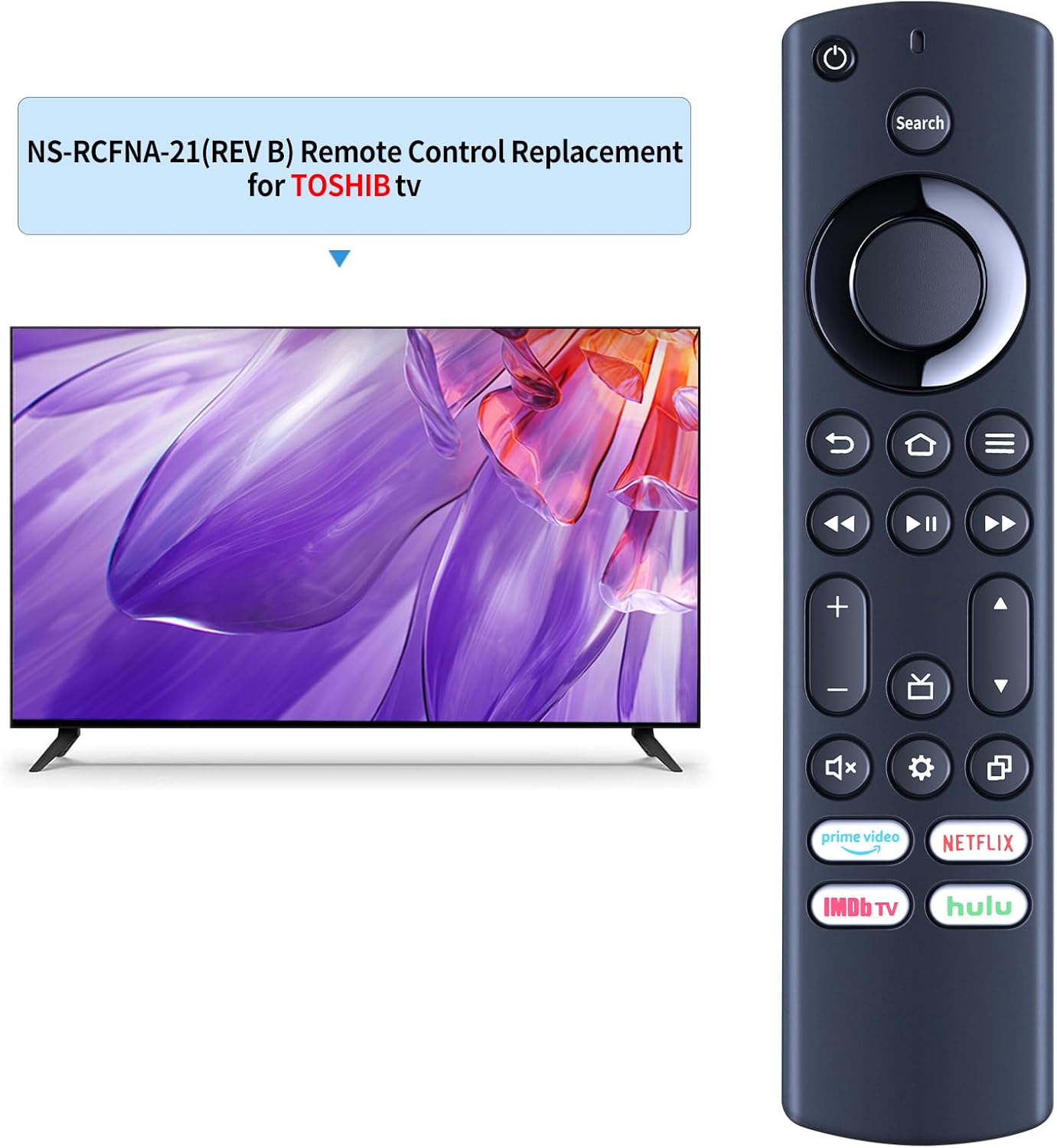 Replacement IR TV Remote Control for Insignia/Toshiba AMZ Smart TVs，Replace for NS-RCFNA-21 CT-RC1US-21 Remote - Image 2