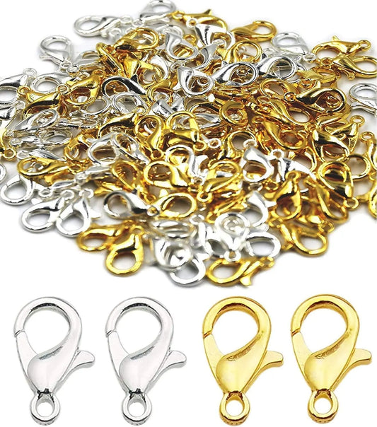 50 Pieces Stainless Steel Lobster Claw Clasps, Silver & Gold Bracelet Necklace Clasps Findings for DIY Jewelry Making(21x12mm)