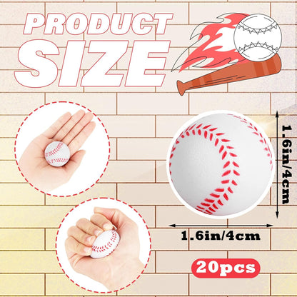 Mini Baseball Stress Ball 20 Packs Baseball Party Favors Small Foam Squeeze Anxiety Toy Sports Squishy Ball for Kids School Carnival Reward Baseball Party Decorations Supplies - Image 2