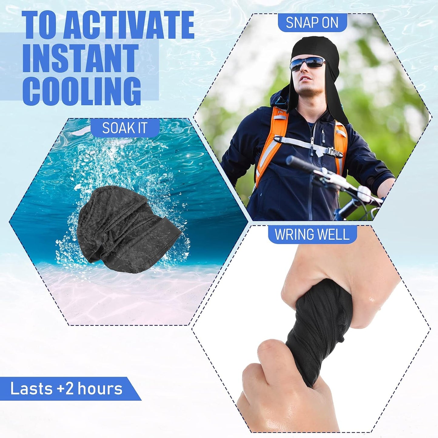 Helmet Liner with Neck Mask, Cooling Skull Cap Sweat Wicking Cap with Tail Sun Cycling Running Neck Protection Hat - Image 4