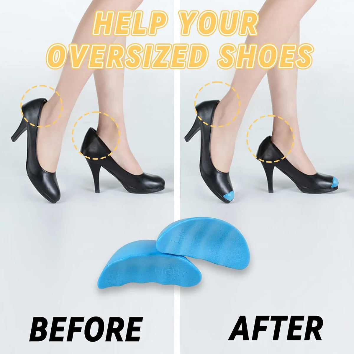 Shoe Filler for Too Big Shoes, Inserts to Make Shoe Smaller, Toe Filler Cushion Inserts for Loose Shoes, for Men and Women (L: one to Two Size Bigger) Blue  L: one to two size bigger - Image 3