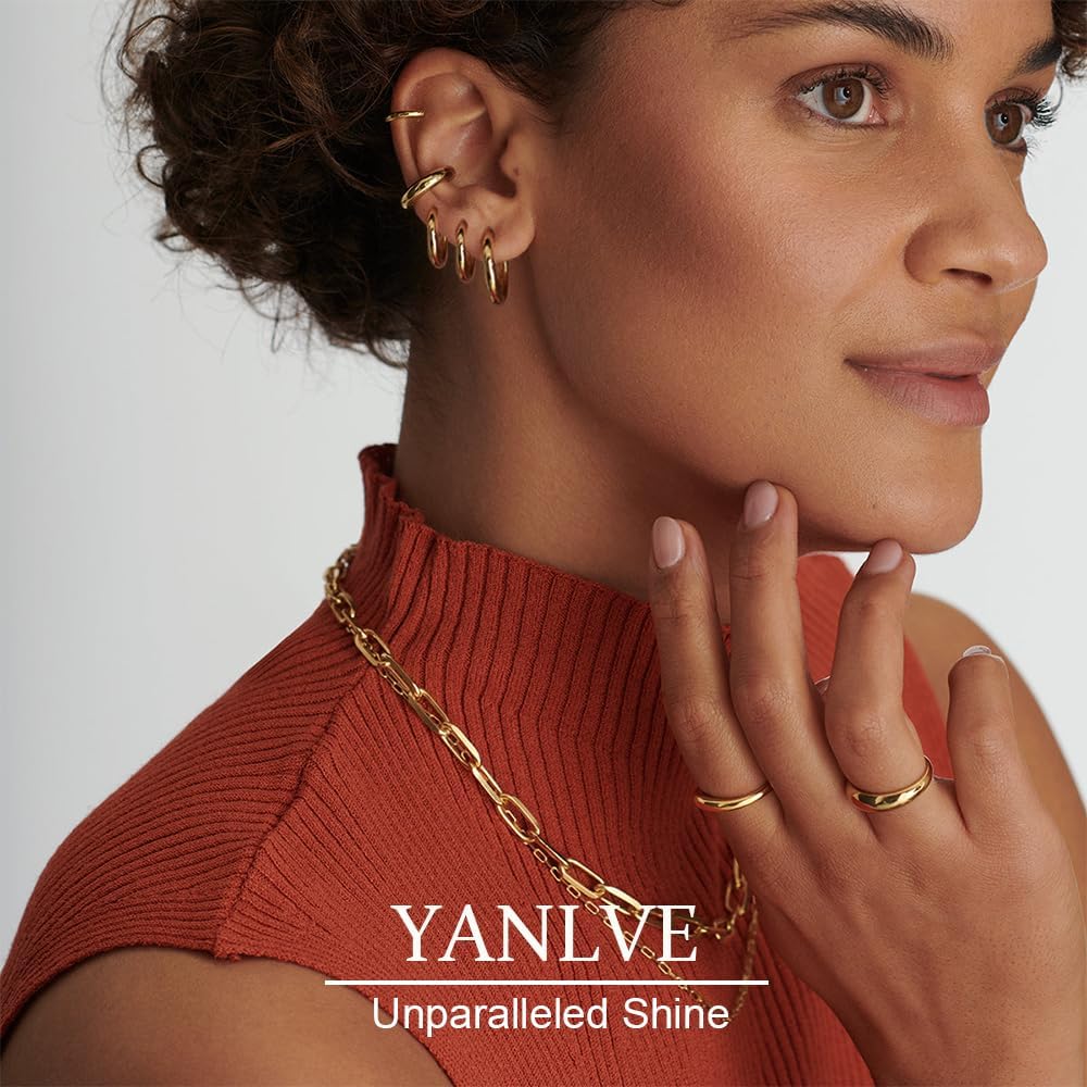 Small Gold Hoop Earrings Set of 3 - Plated 14K Real Gold Hoops for Women - Hypoallergenic, Mini, Non-Tarnish, Stack, Cartilage Hoops Gold - Image 3