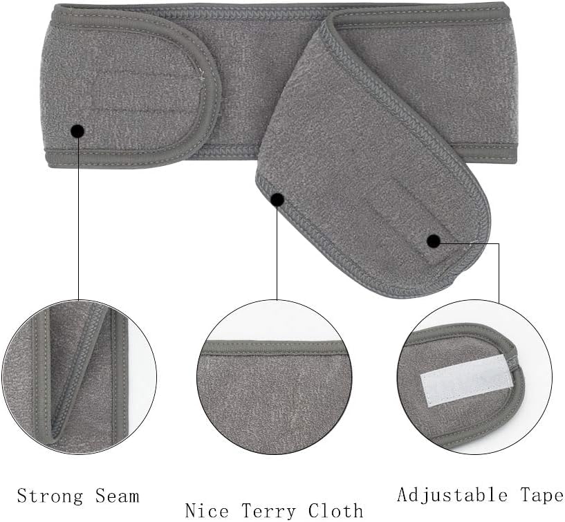 Spa Headband Facial Headbands Makeup Hair Band Washing Face Thick Terry Cloth Head Band for Yoga Sport Shower Adjustable Length Elastic Stretch (10 Pack) - Image 3