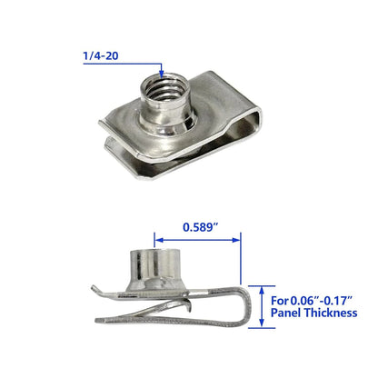 1/4"-20 U-Style Clip-On Nut, U-Type Stainless Steel 18-8 (304) Regular Extruded U-Nut, Pack of 20 - Image 2