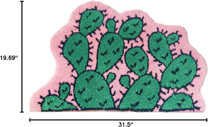 Monstera Leaf Non Slip Soft Kids Playmat Nursery Door Mat Area Rugs Luxury Plush Kids Game Play Carpet Bathroom Rugs Bathmat Shower Decor (Cactus) - Image 2