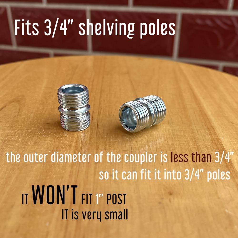 Vega 4-Pack Small Threaded Pole Connectors for 3/4" Shelving Posts, Industrial Style, Wire Rack Shelving - Image 2