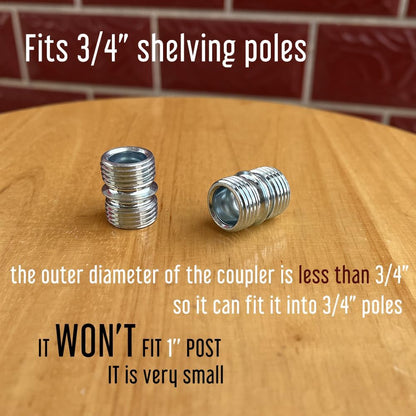 Vega 4-Pack Small Threaded Pole Connectors for 3/4" Shelving Posts, Industrial Style, Wire Rack Shelving - Image 2