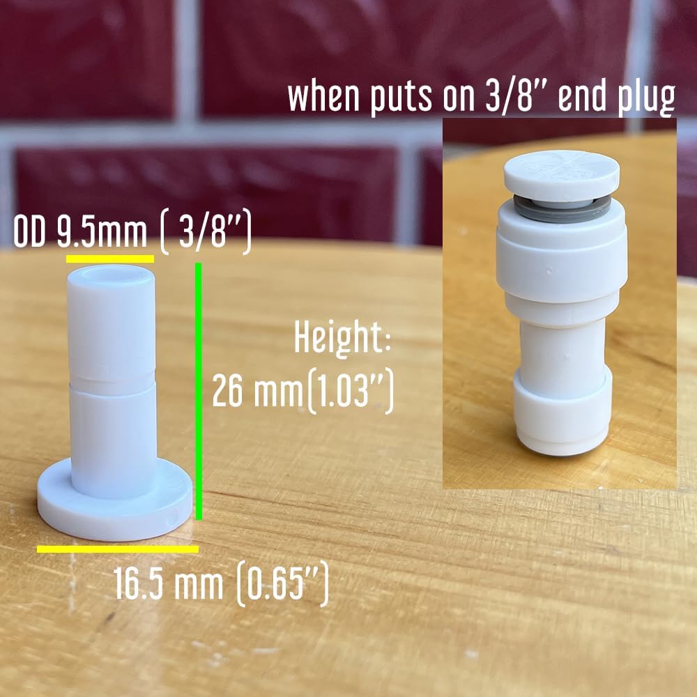 2 Size 1/4'' and 3/8'' Plug End Cap for RO System Reverse Osmosis Water Line Fittings Quick Connect Fitting Prevent Leak (Fits 1/4“ and 3/8'' both in 10 Piece), White, ROPF-W101438 - Image 3