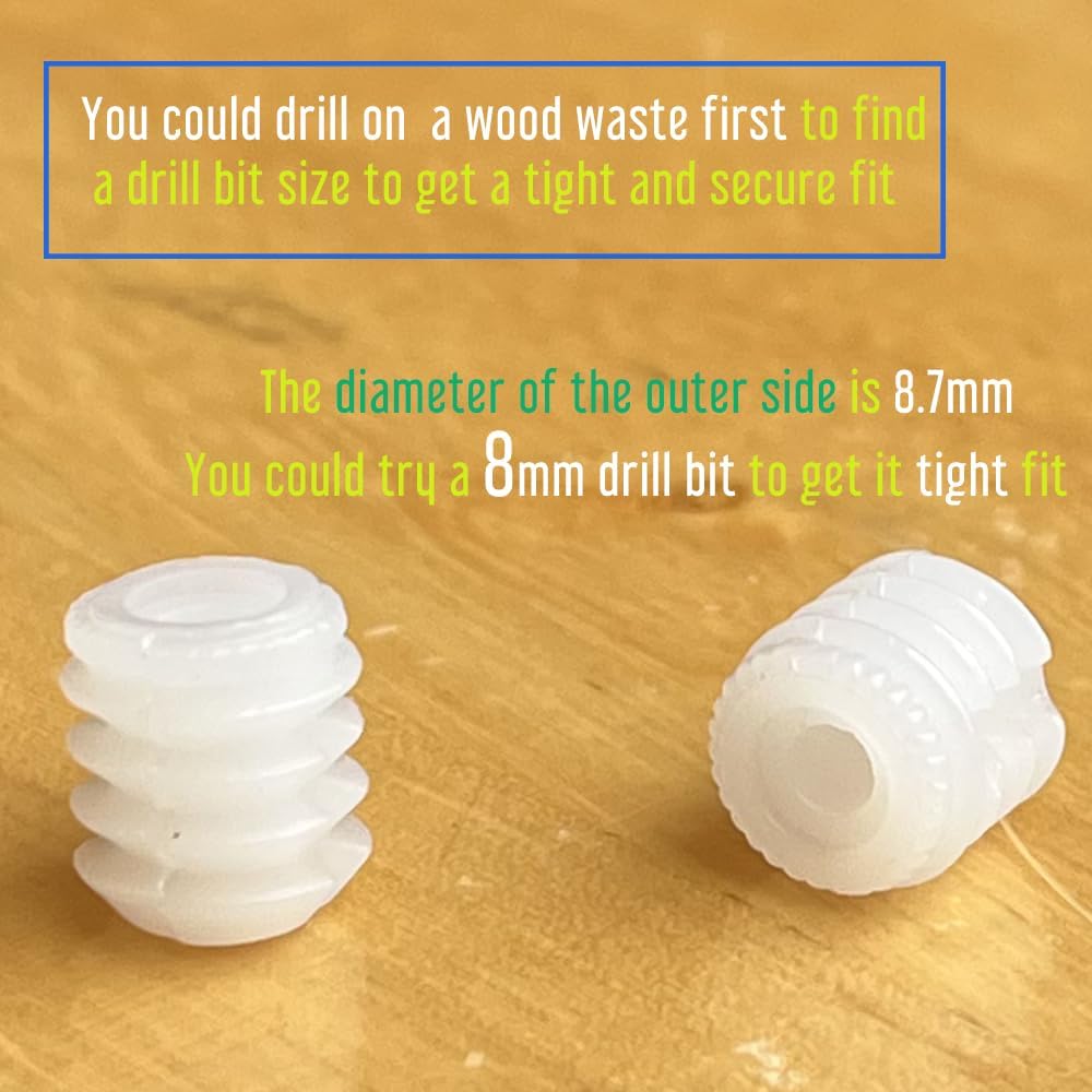 100 Pieces 8.75 x 10 mm Plastic Hinge Dowel Inserts Replacement Anchors for Kitchen Cabinet Bathroom Locker Cupboard Doors - Image 2