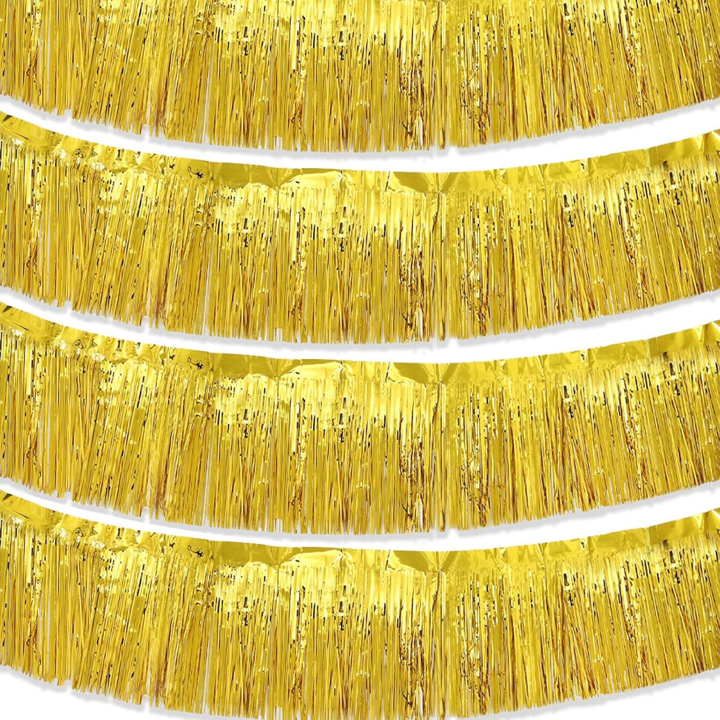 Gold Parade Float Fringe,Tinsel Streamers Banners,Tinsel Fringe Banners,for Party Decoration Parade Float Decorations Graduation Ceremony Decorations Festival Celebration,11.8 in x 9.8 ft,4pack