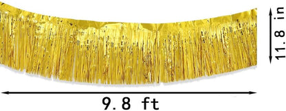 Gold Parade Float Fringe,Tinsel Streamers Banners,Tinsel Fringe Banners,for Party Decoration Parade Float Decorations Graduation Ceremony Decorations Festival Celebration,11.8 in x 9.8 ft,4pack - Image 2