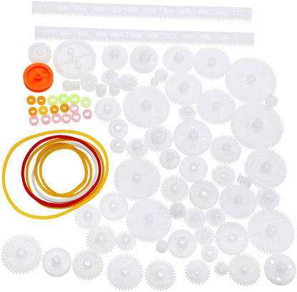 75pcs Mixed Plastic Gearbox Rack Pulley Belt Worm Gear Single & Double-Gear 8-56 Teeth DIY Tool for Robot Repair & Toy Car DIY Kit - Image 2