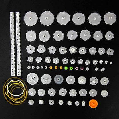 75pcs Mixed Plastic Gearbox Rack Pulley Belt Worm Gear Single & Double-Gear 8-56 Teeth DIY Tool for Robot Repair & Toy Car DIY Kit - Image 3