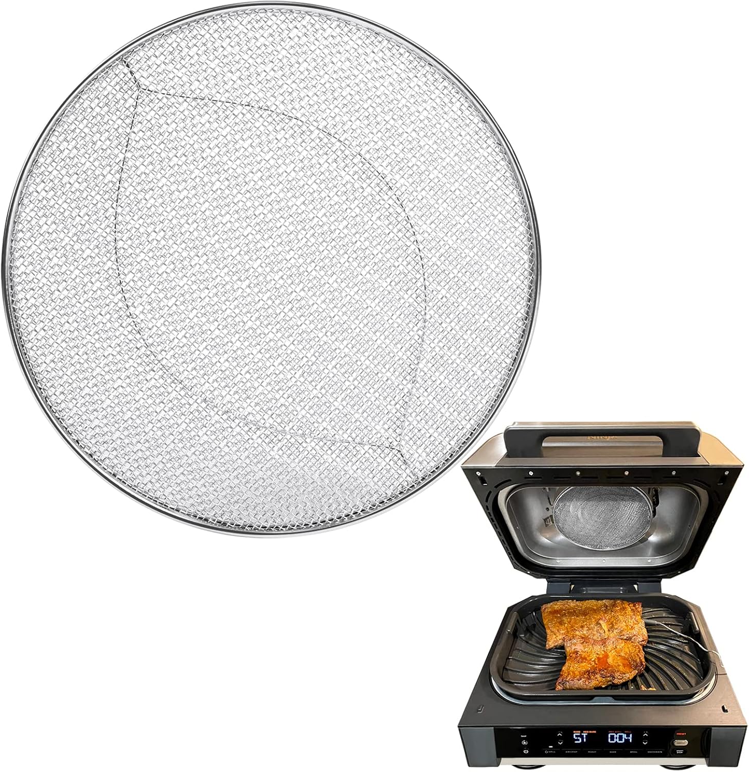 Stainless Steel Spatter Shield for Ninja Fg551 Foodi Smart XL Grill, Ninja XL Grill Accessories, Air Fryer Replacement Parts for Ninja 6 in 1 Smart Xl Indoor Grill