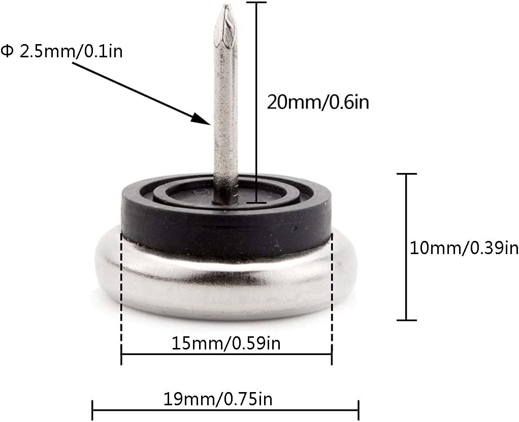 20pcs Round Heavy Duty Furniture Pads, Nail On Furniture Sliders Hardwood Floor Protectors Metal Nail On Glides for Chair Table Desk Cabinet Sofa Couch Leg Feet Non Slip Glides (Dia 19mm) - Image 2