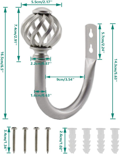 2 Pack Curtain Holdbacks, U Shaped Wall Mounted Curtain Tieback Hooks Drapery Tiebacks Decorative Curtain Hooks Window Treatment Holdbacks Hardware for Home Decor (Silver) - Image 2
