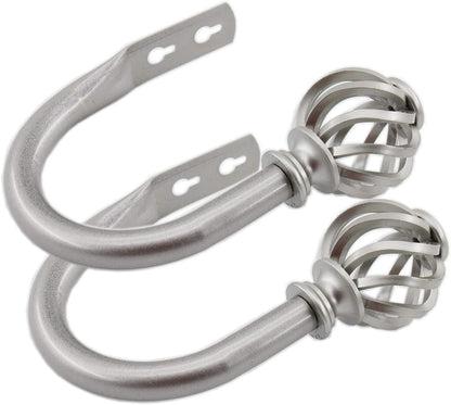2 Pack Curtain Holdbacks, U Shaped Wall Mounted Curtain Tieback Hooks Drapery Tiebacks Decorative Curtain Hooks Window Treatment Holdbacks Hardware for Home Decor (Silver) - Image 4