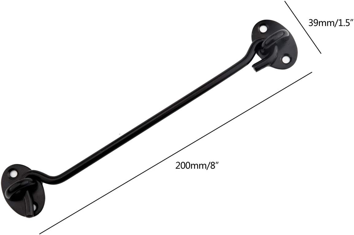 Barn Door Latch, 8 Inch Heavy Duty Stainless Steel Gate Latch Lock,Cabin Hook Eye Latch Hook with Mounting Screws for Window,Sliding Door,Back Gate,Closet Doors,Front Porch,Fence,2 Pack - Image 4