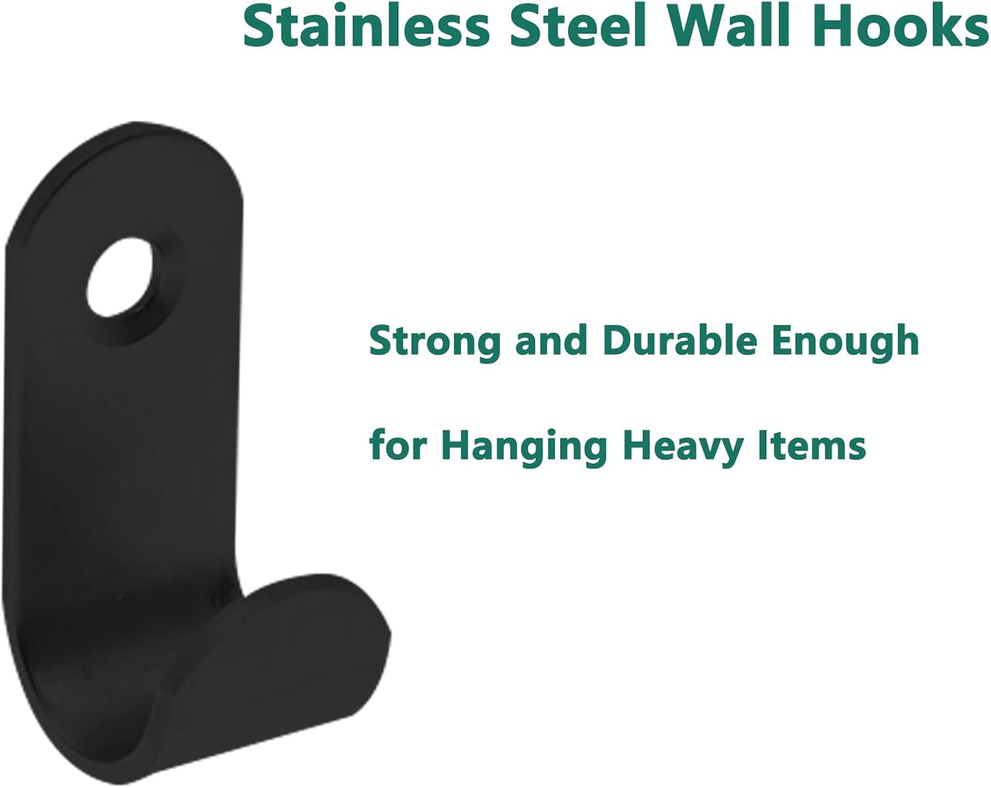 Stainless Steel J Hook, Sturdy Heavy Duty Picture Hanger,Wall Mounted Hook Hardware,Metal Mini J Hook,20PCS Coat Hooks with Screws for Wall Picture Frames (Black, 35 * 16mm/1.37 * 0.62") - Image 3