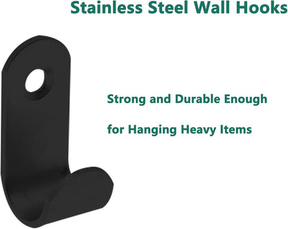 Stainless Steel J Hook, Sturdy Heavy Duty Picture Hanger,Wall Mounted Hook Hardware,Metal Mini J Hook,20PCS Coat Hooks with Screws for Wall Picture Frames (Black, 35 * 16mm/1.37 * 0.62") - Image 3