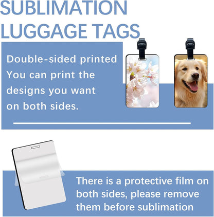 40 Pcs Luggage Tag Blanks - Rectangle Bulk with Belt - MDF Bag Tags - Heat Transfer Double Sides - Keychain Blanks - 2.4x3.8 inch - Image 3