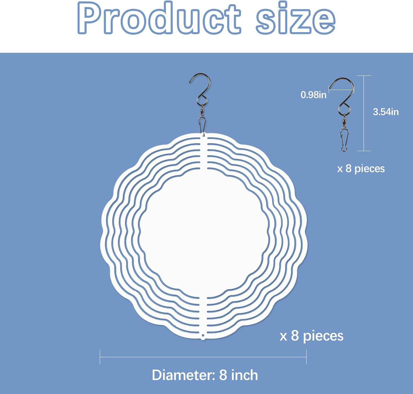 8 Pcs Sublimation Wind Spinner Blanks 8 Inch Bulk Aluminum Metal Sublimation Blanks Product Heat Press Transfer Outdoor Garden Decoration Sublimation Blank Wind Spinners for DIY Gift - Image 2