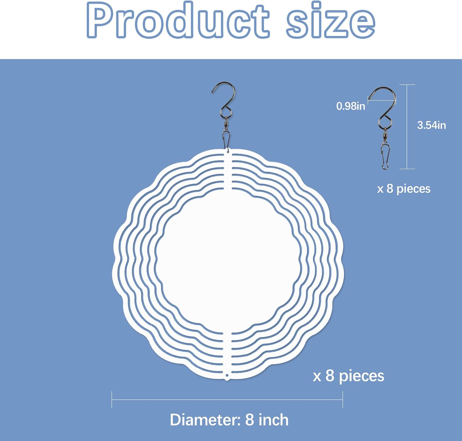 8 Pcs Sublimation Wind Spinner Blanks 8 Inch Bulk Aluminum Metal Sublimation Blanks Product Heat Press Transfer Outdoor Garden Decoration Sublimation Blank Wind Spinners for DIY Gift - Image 2
