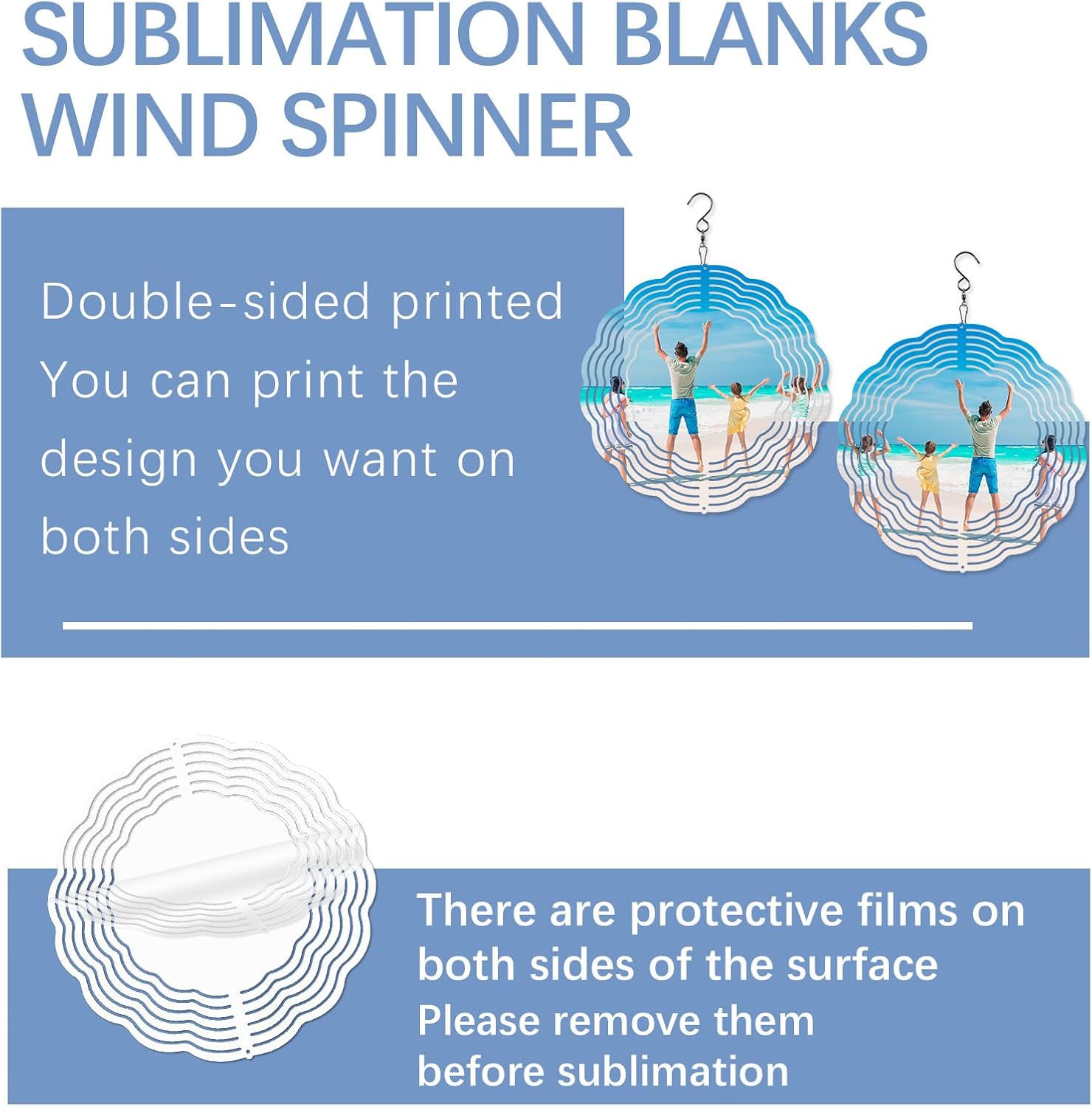 8 Pcs Sublimation Wind Spinner Blanks 8 Inch Bulk Aluminum Metal Sublimation Blanks Product Heat Press Transfer Outdoor Garden Decoration Sublimation Blank Wind Spinners for DIY Gift - Image 3