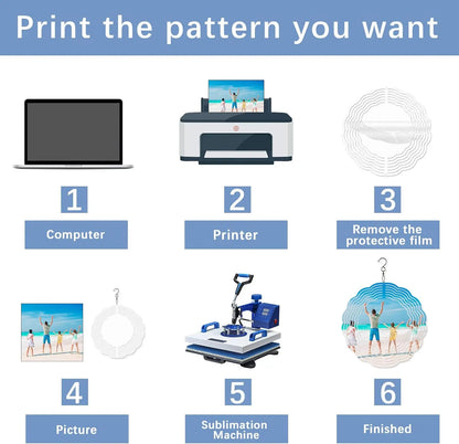 8 Pcs Sublimation Wind Spinner Blanks 8 Inch Bulk Aluminum Metal Sublimation Blanks Product Heat Press Transfer Outdoor Garden Decoration Sublimation Blank Wind Spinners for DIY Gift - Image 4
