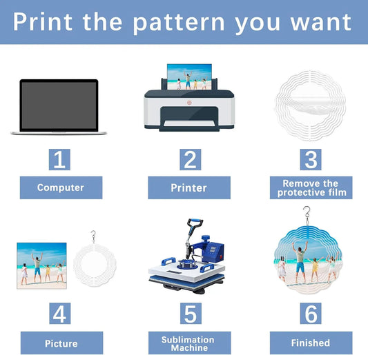 8 Pcs Sublimation Wind Spinner Blanks 8 Inch Bulk Aluminum Metal Sublimation Blanks Product Heat Press Transfer Outdoor Garden Decoration Sublimation Blank Wind Spinners for DIY Gift - Image 4