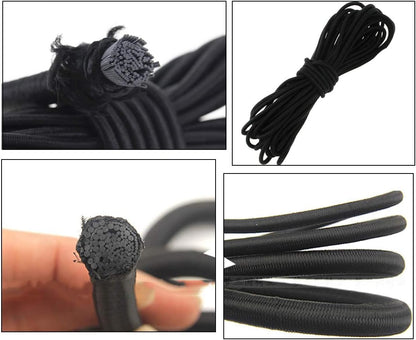 20pcs Plastic Cord Locks with 1/8-Inch 50ft Elastic Cord Heavy Stretch Round String, 10Pcs Sing-Hole, 10pcs Double-Hole Spring Toggle Stopper Slider Black (3mm-Black) - Image 3