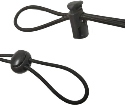 20pcs Plastic Cord Locks with 1/8-Inch 50ft Elastic Cord Heavy Stretch Round String, 10Pcs Sing-Hole, 10pcs Double-Hole Spring Toggle Stopper Slider Black (3mm-Black) - Image 4