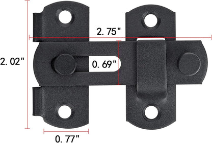 2 Packs Barn Door Latches，2.75” x 2.02” Matte Black Stainless Steel barn gate flip Door Latch Bi-fold Door Lock,Sliding Door Antique Lock Gate Latches Wine Cabinet Closet Door Latches  Small_Matte - Image 2