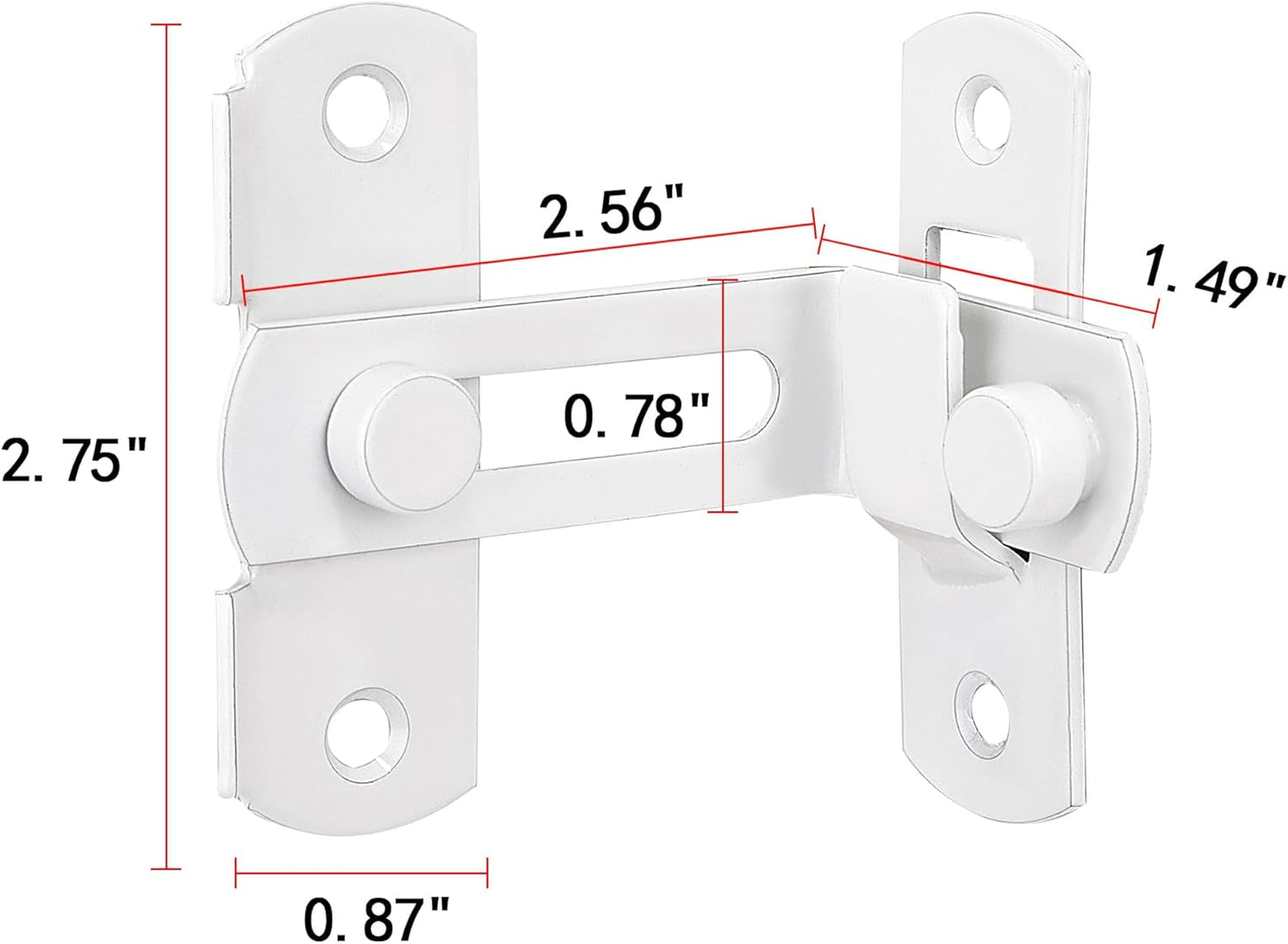 4 Packs Flip Door Sliding Latches，White 90 Degree Stainless Steel Bar Gate Latches Safety Door Lock,Sliding Door Antique Lock Gate Latches Wine Cabinet Carbon Steel Closet Door Latches  White    White - Image 2