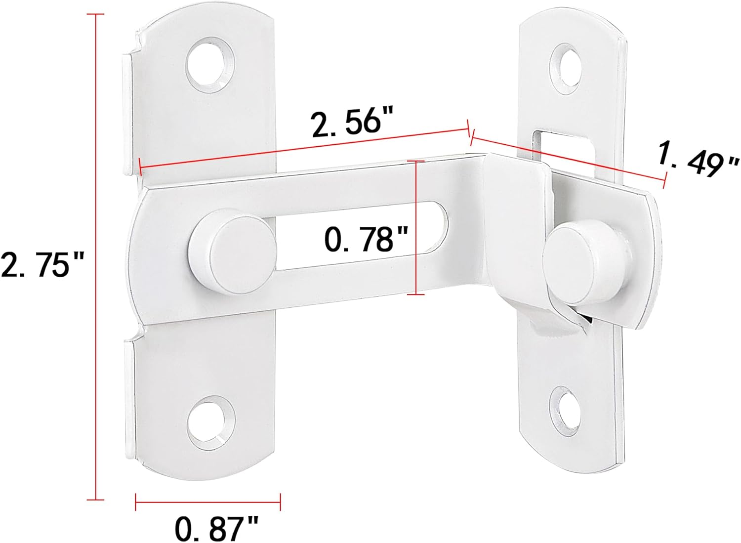 4 Packs Flip Door Sliding Latches，White 90 Degree Stainless Steel Bar Gate Latches Safety Door Lock,Sliding Door Antique Lock Gate Latches Wine Cabinet Carbon Steel Closet Door Latches  White    White - Image 2